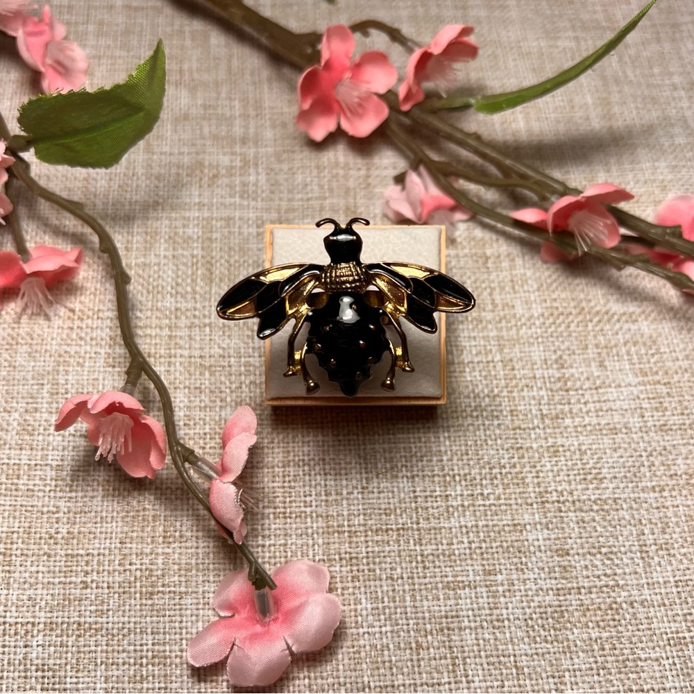 Size 9 | Black and Gold Chunky Bumblebee Whimsy Enamel Insect Ring